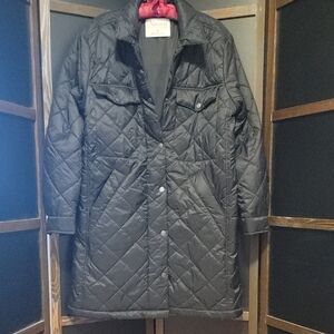 Natural Reflections Charcoal Quilted Puffer Coat